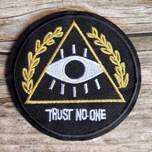 Trust No One Illuminati Conspiracy Theory Pyramid Iron on Patch